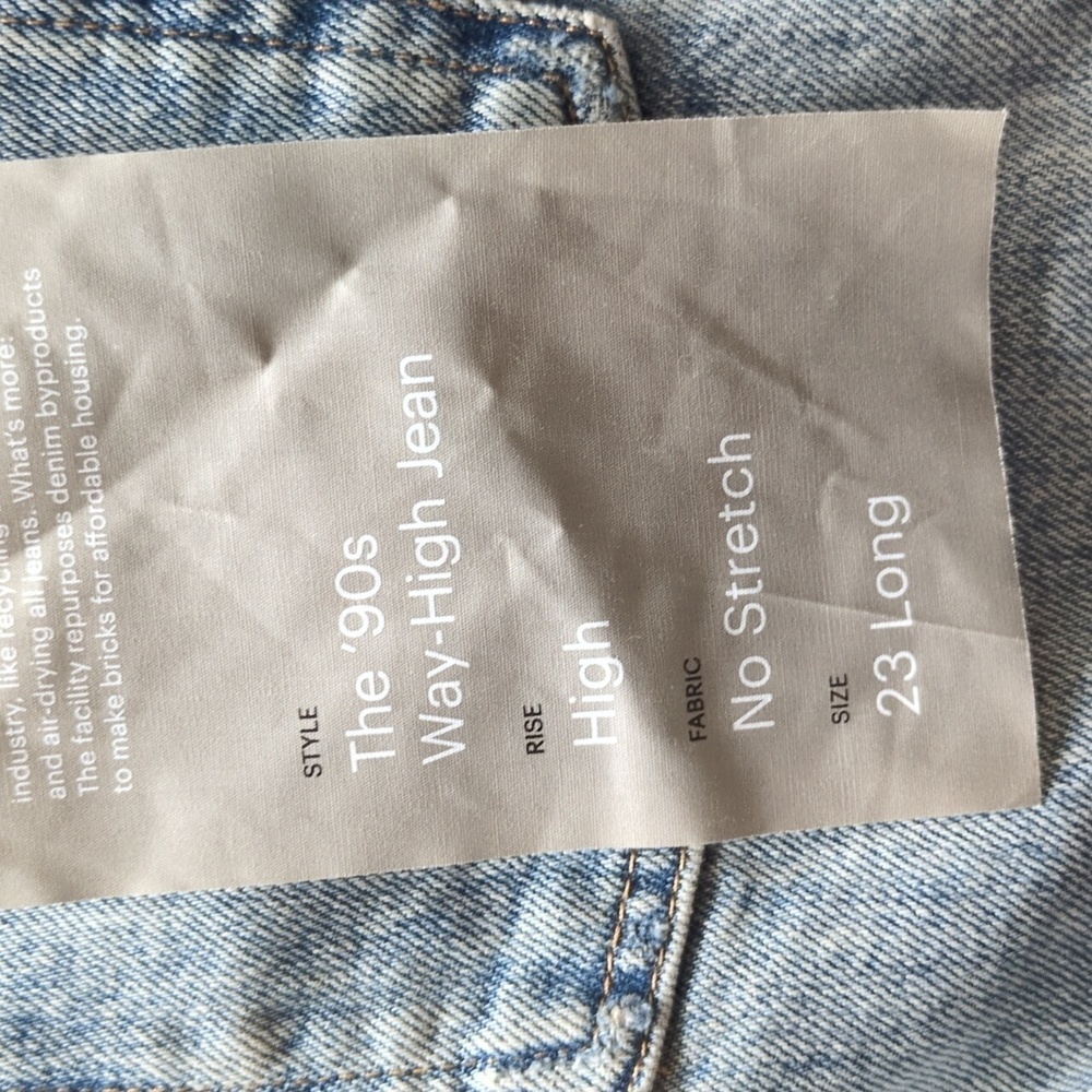 EVERLANE The '90s Way High Jean Organic Cotton Rigid NEW Size 23 Long Tall - Picture 7 of 9